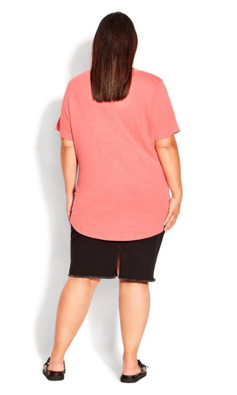 Avenue Coral Orange V-Neck Pocket T-Shirt 4
