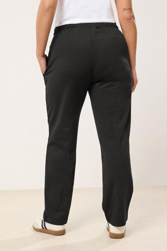 YOURS Plus Size Black Straight Leg Joggers | Yours Clothing 2