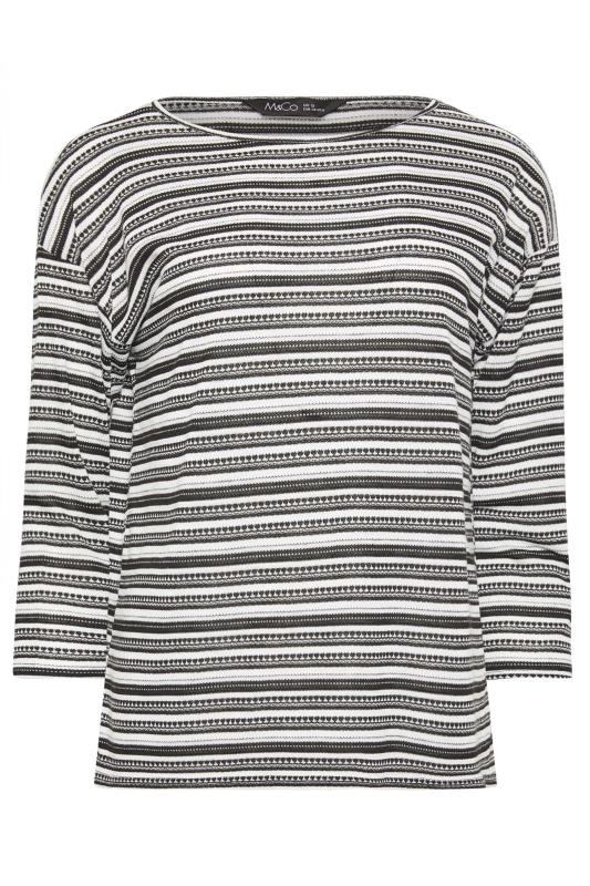 M&Co Petite Black & Ivory Pleated Hem Stripe Top | M&Co 5