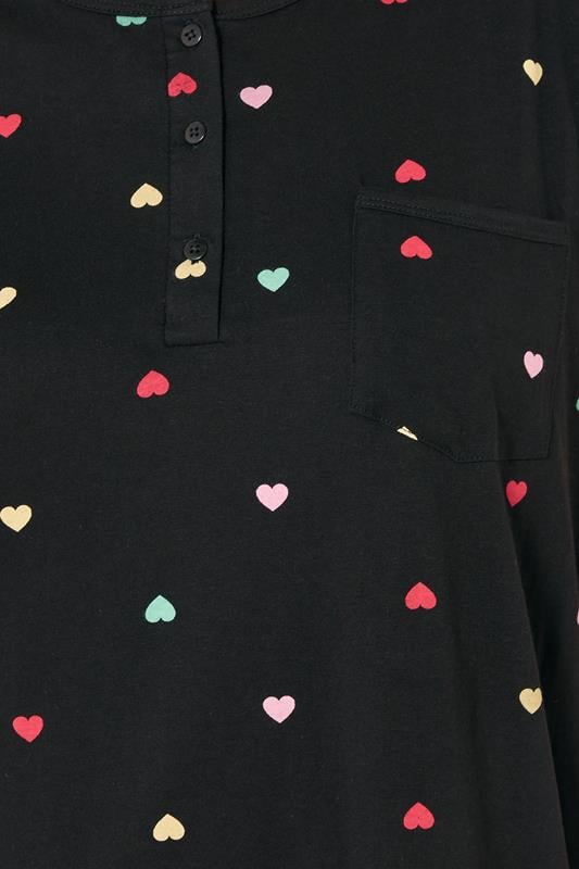 YOURS Plus Size Black Heart Placket Nightdress | Yours Clothing 4