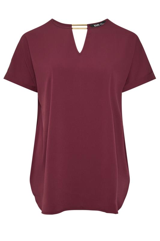 YOURS Plus Size Wine Red Metal Trim Blouse | Yours Clothing 5