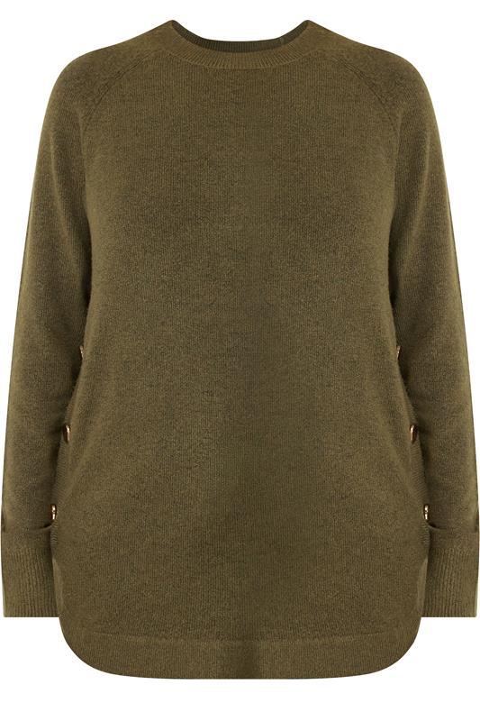 LTS Tall Women's Brown Longline Button Knitted Jumper | Long Tall Sally 5
