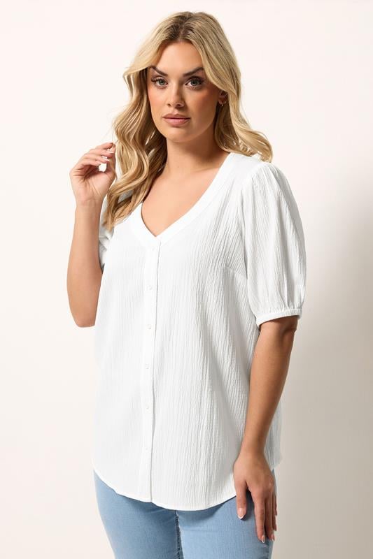 YOURS Curve White Textured Blouse