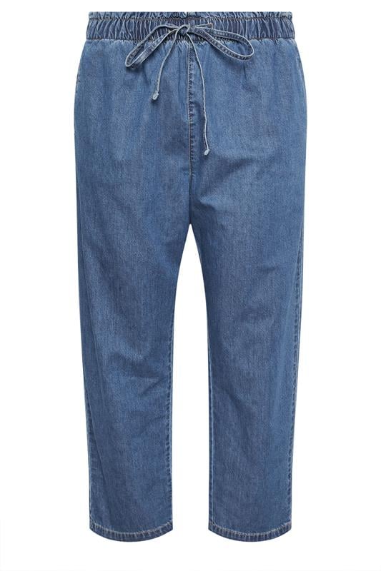 YOURS Plus Size Blue Paperbag Waist Straight Leg Jeans | Yours Clothing 5