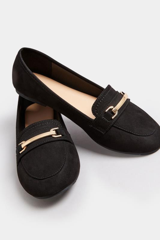 Black Faux Suede Loafers In Wide E Fit | Yours Clothing  5