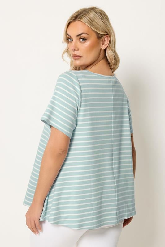 YOURS Plus Size Blue Stripe Swing Top | Yours Clothing 2