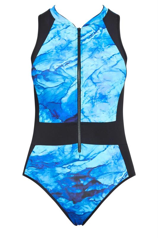 Avenue Light Blue Leaf Print Swim Dress