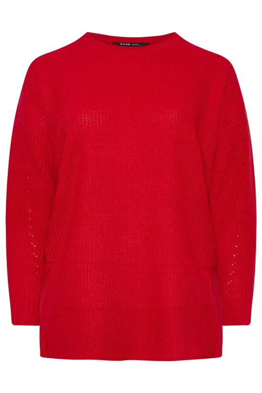 YOURS Plus Size Red Knitted Jumper | Yours Clothing 6