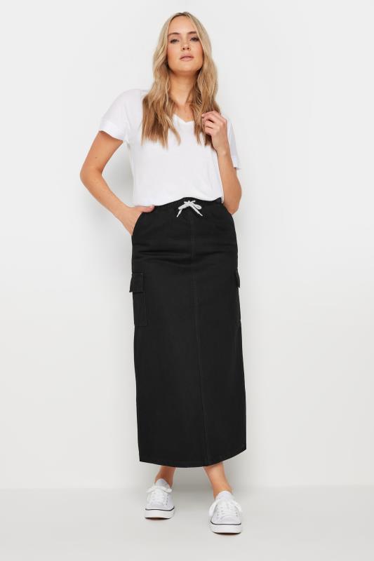 Tall  LTS Tall Black Wash Denim Midaxi Skirt