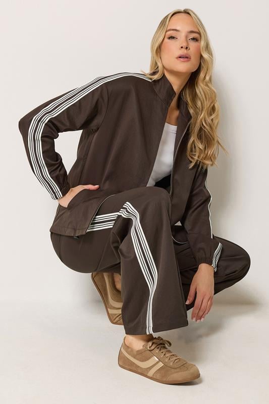  LTS Tall Chocolate Brown Side Stripe Wide Leg Trousers