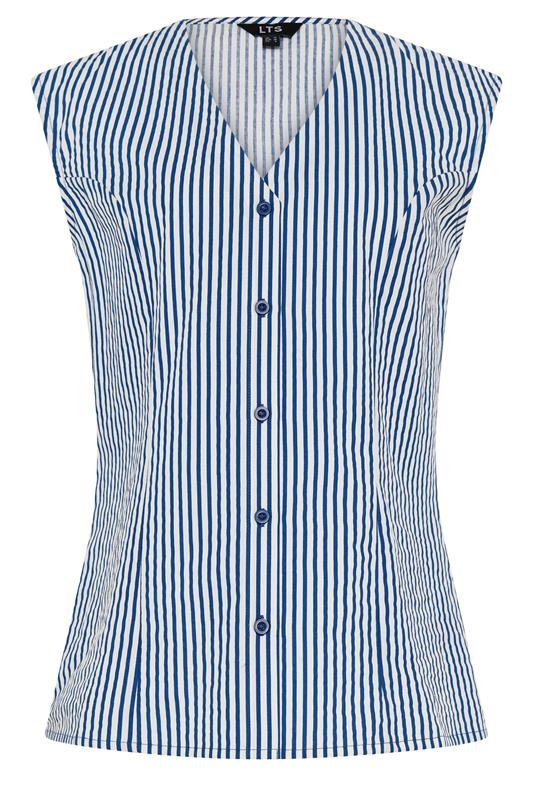 LTS Tall Women's Blue Striped Cotton Waistcoat | Long Tall Sally 6