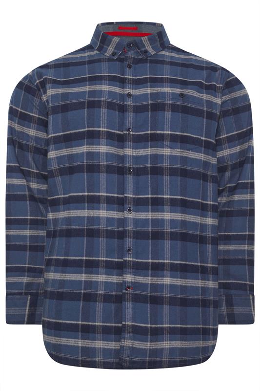 D555 Big & Tall Navy Blue Check Shirt | BadRhino 2