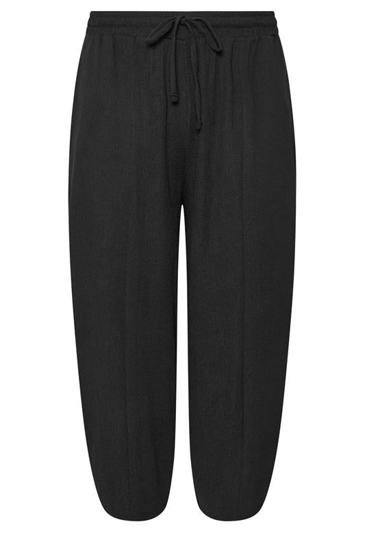 YOURS Plus Size Black Crinkle Barrel Trousers | Yours Clothing 5