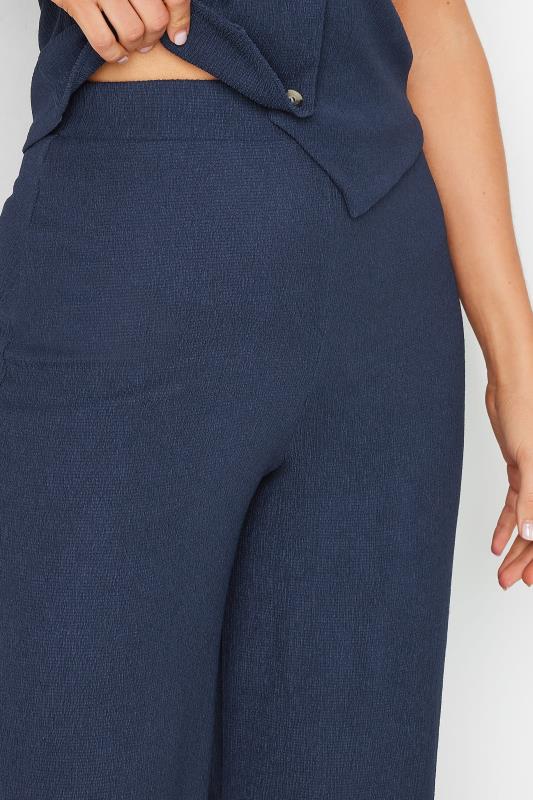 LTS Tall Navy Blue Wide Leg Textured Trousers | Long Tall Sally 4