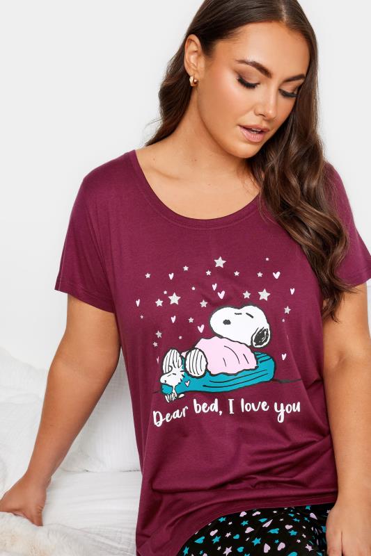 YOURS Curve Burgundy Red 'Dear Bed, I Love You' Slogan Pyjama Set | Yours Clothing  4