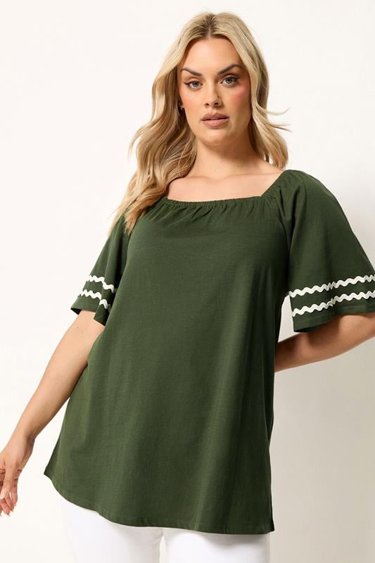 YOURS Curve Khaki Green Swing Blouse