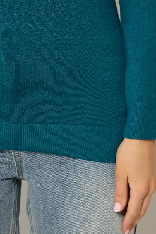 LTS Tall Women's Teal Blue Knitted V-Neck Jumper | Long Tall Sally 4