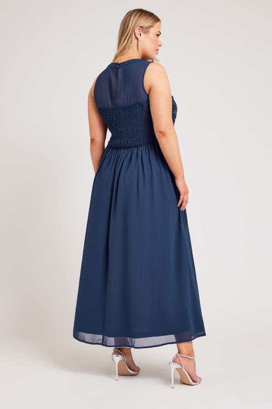 YOURS LONDON Plus Size Navy Blue Lace Bodice Maxi Dress | Yours Clothing  3