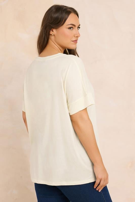 EVANS Plus Size Ivory White V-Neck Modal Rich T-Shirt | Evans 2