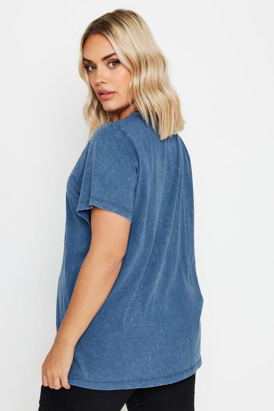 YOURS Plus Size Blue Acid Wash T-Shirt | Yours Clothing  3