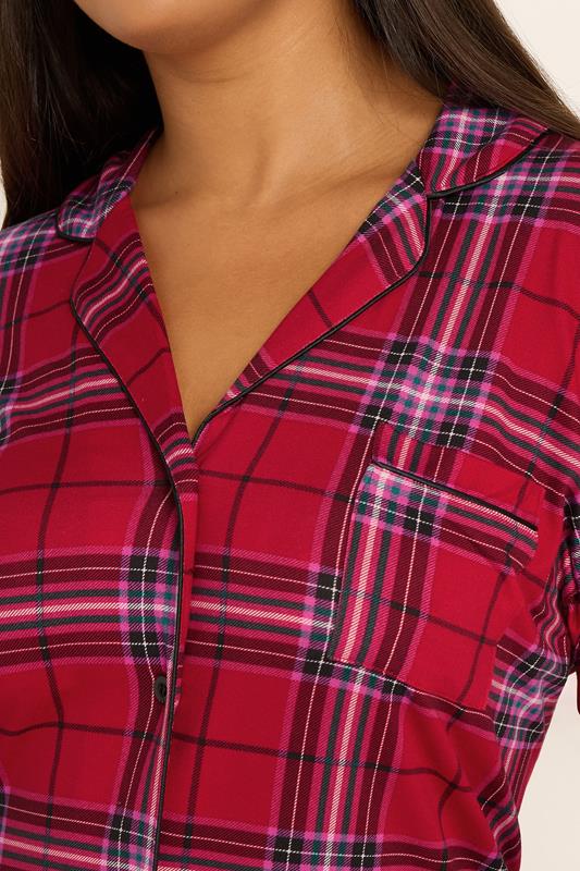 YOURS Plus Size Red Check Button Through Soft Touch Nightdress | Yours Clothing 4
