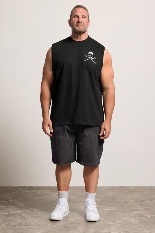 BadRhino Big & Tall Black Skull & Crossbones Graphic Muscle Vest | BadRhino 1