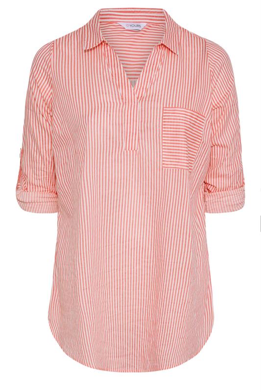 Plus Size Pink Stripe Placket Shirt | Yours Clothing 7