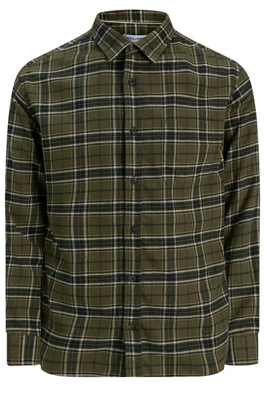 JACK & JONES Big & Tall Green Flannel Checked Shirt | BadRhino 2