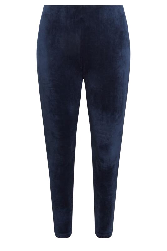 YOURS Plus Size Navy Blue Velour Leggings | Yours Clothing 4