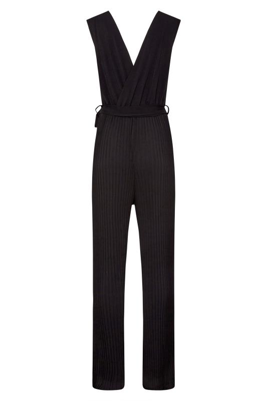 LTS Tall Women's Black Pleated Wrap Wide Leg Jumpsuit | Long Tall Sally 7