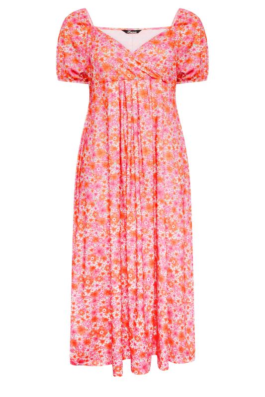 Yours Curve Plus Size Pink Floral Wrap Maxi Dress | Yours Clothing  5