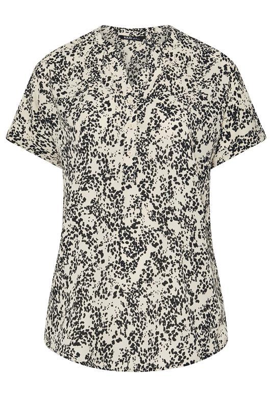 YOURS Curve Ivory White Dalmatian Print Notch Neck Blouse | Yours Clothing 5