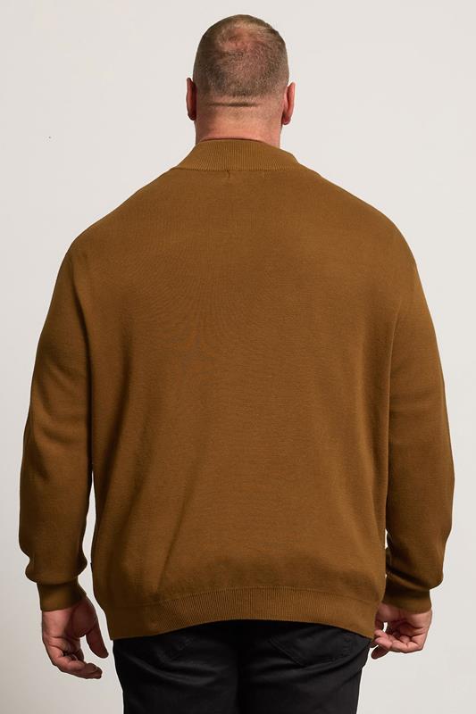 BadRhino Big & Tall Brown Milano Quarter Zip Jumper | BadRhino 4