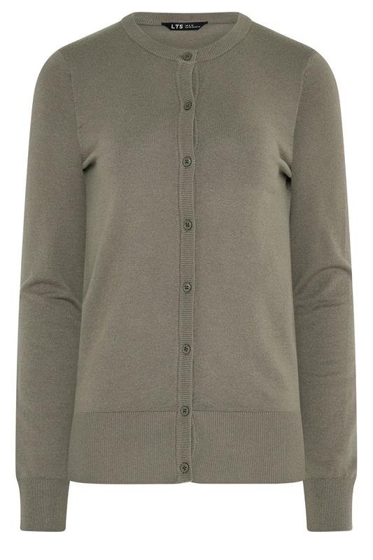 LTS Tall Mocha Brown Crew Neck Button Cardigan | Long Tall Sally 5