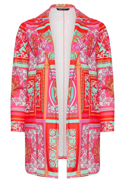 LIMITED COLLECTION Plus Size Red Mixed Tile Print Blazer | Yours Clothing 6