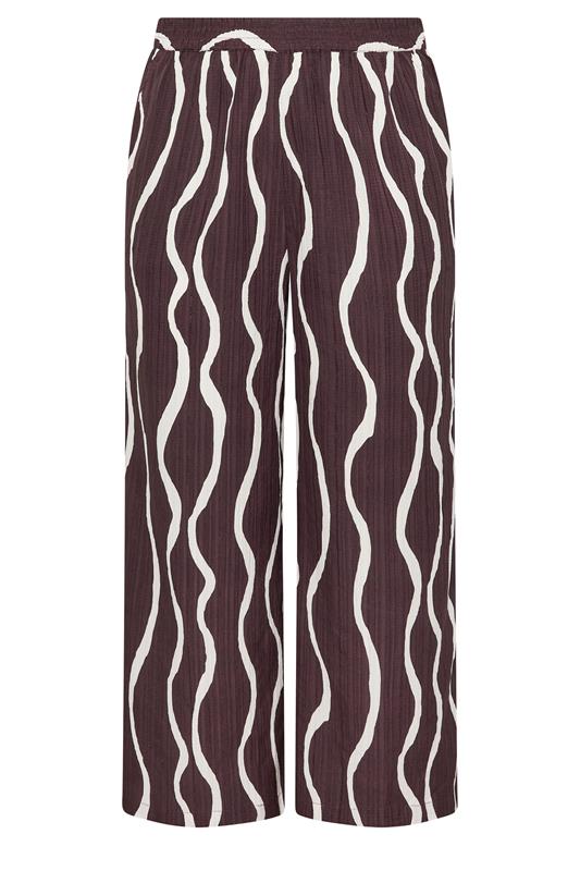 LIMITED COLLECTION Plus Size Brown Wavy Print Wide Leg Trousers | Yours Clothing 5