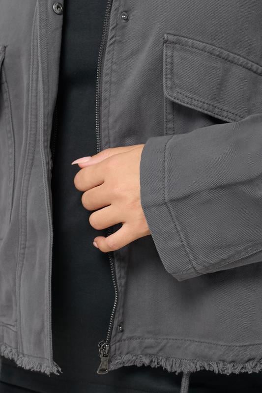 YOURS Plus Size Charcoal Grey Drop Shoulder Twill Jacket | Yours Clothing 4