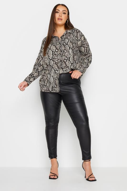 YOURS Plus Size Stone Brown Snake Print Shirt | Yours Clothing 2