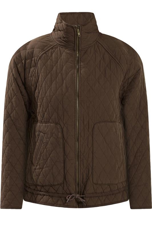 YOURS Plus Size Chocolate Brown Lightweight Quilted Jacket | Yours Clothing 5