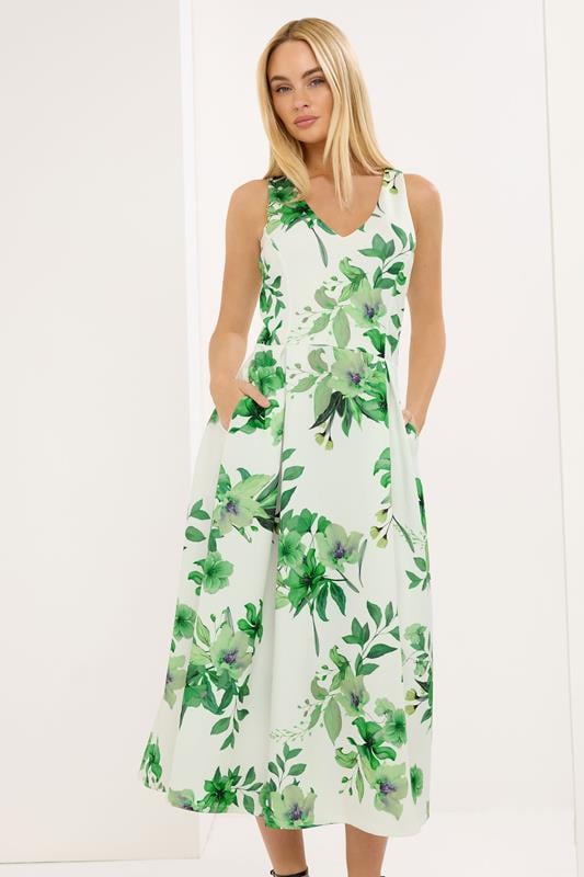  STAR White Floral Scuba Dress