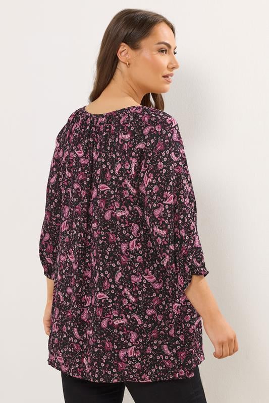 YOURS Plus Size Pink Paisley Print Tie Front Top | Yours Clothing 2