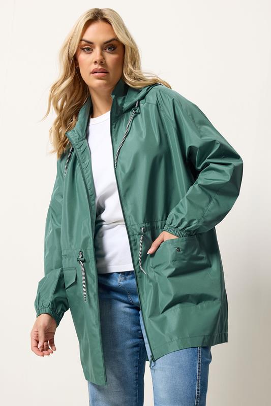  YOURS Curve Green Drawstring Lightweight Parka Jacket