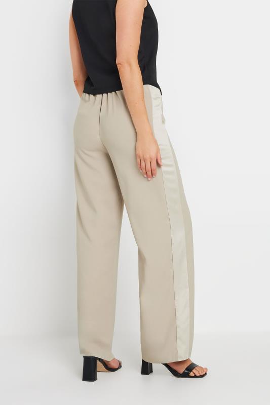 LTS Tall Women's Stone Brown Satin Side Stripe Trousers | Long Tall Sally 5