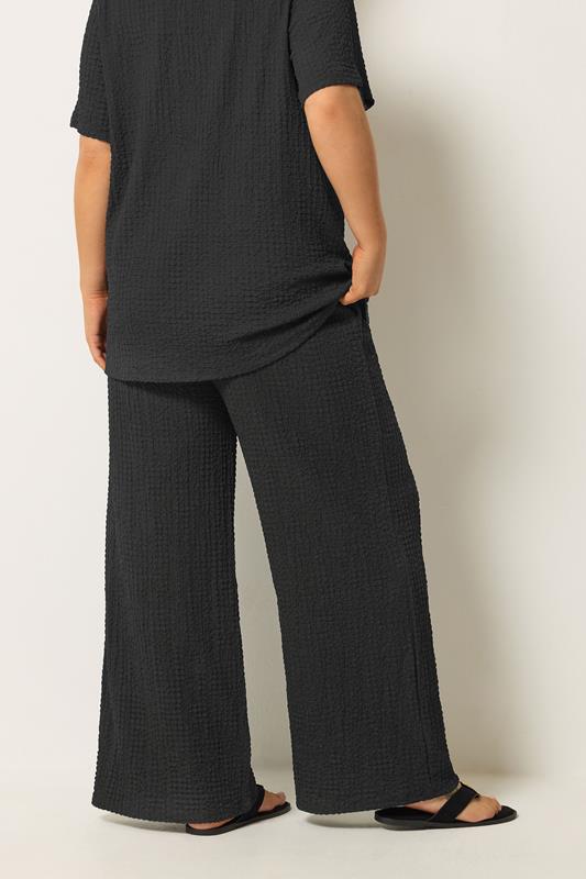 YOURS Plus Size Black Bubble Textured Trousers | Yours Clothing 2