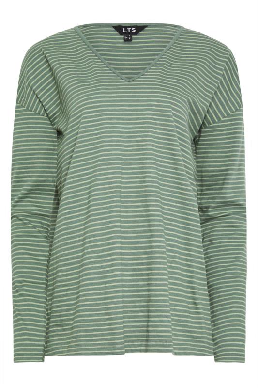 LTS Tall Sage Green V-Neck Long Sleeve Cotton T-Shirt | Long Tall Sally 4