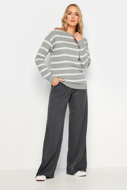 LTS Tall Grey Crew Neck Stripe Sweatshirt | Long Tall Sally 2