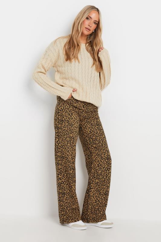 LTS Natural Brown Leopard Print Wide Leg Jeans | Long Tall Sally 4