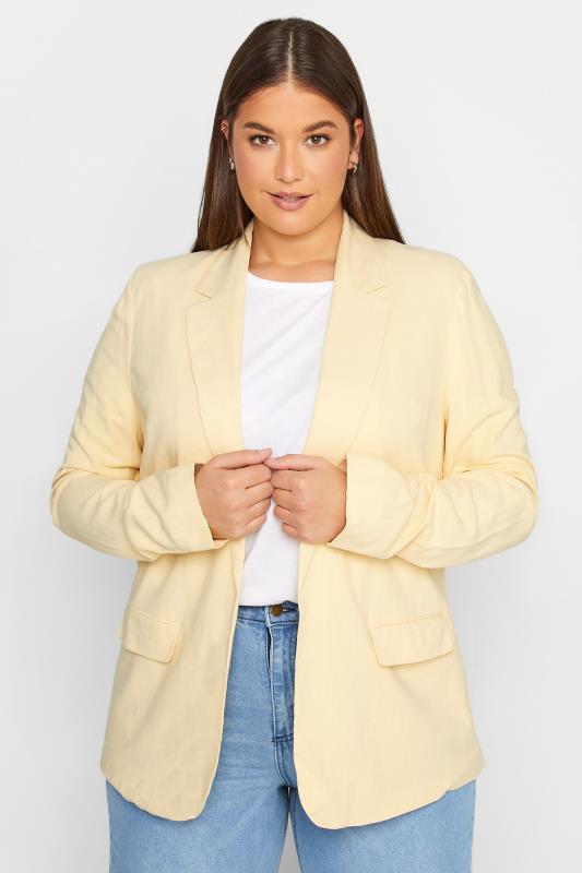 LTS Tall Women's Lemon Yellow Linen Blazer | Long Tall Sally  1
