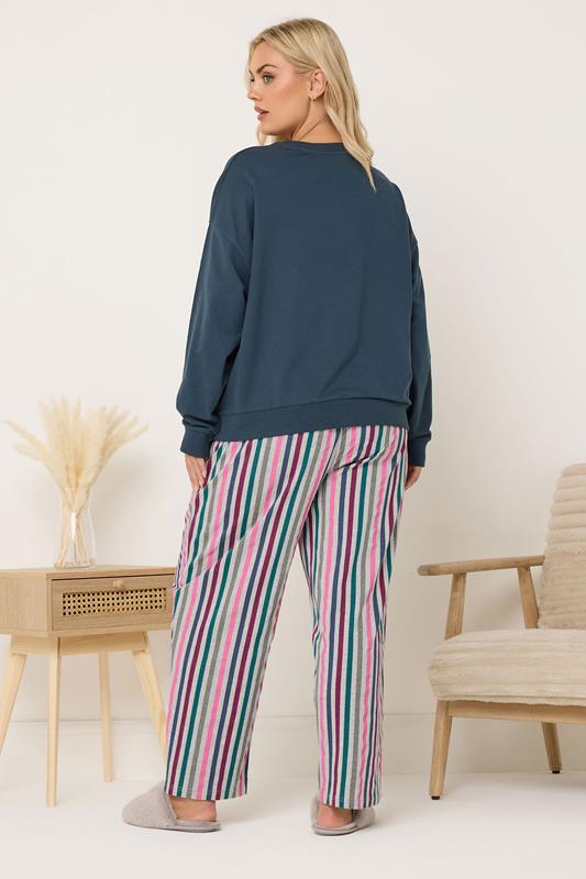 YOURS Plus Size Teal Green 'Sunday Brunch Club' Sweatshirt Lounge Set | Yours Clothing 2