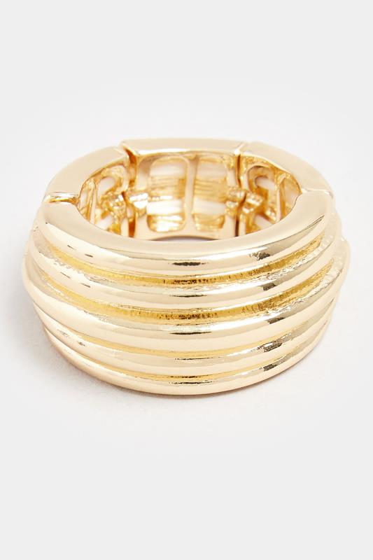 Gold Tone Layered Stretch Statement Ring 2